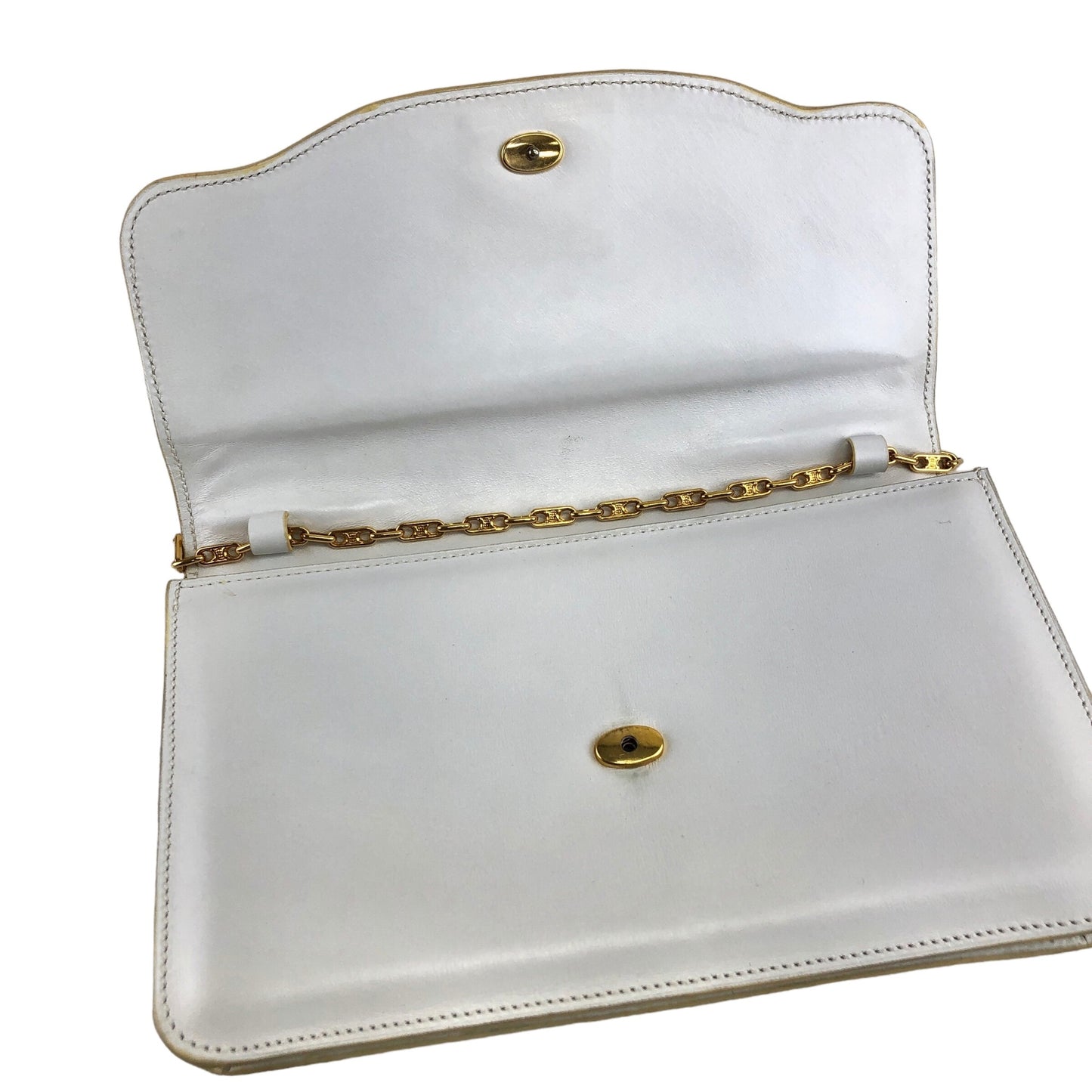 CELINE Blason Chain Shoulder bag White Vintage hm62kf