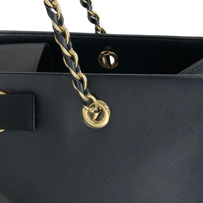 Salvatore Ferragamo Vala Ribbon Handbag Chain Shoulder bag Black Vintage 7fajd7