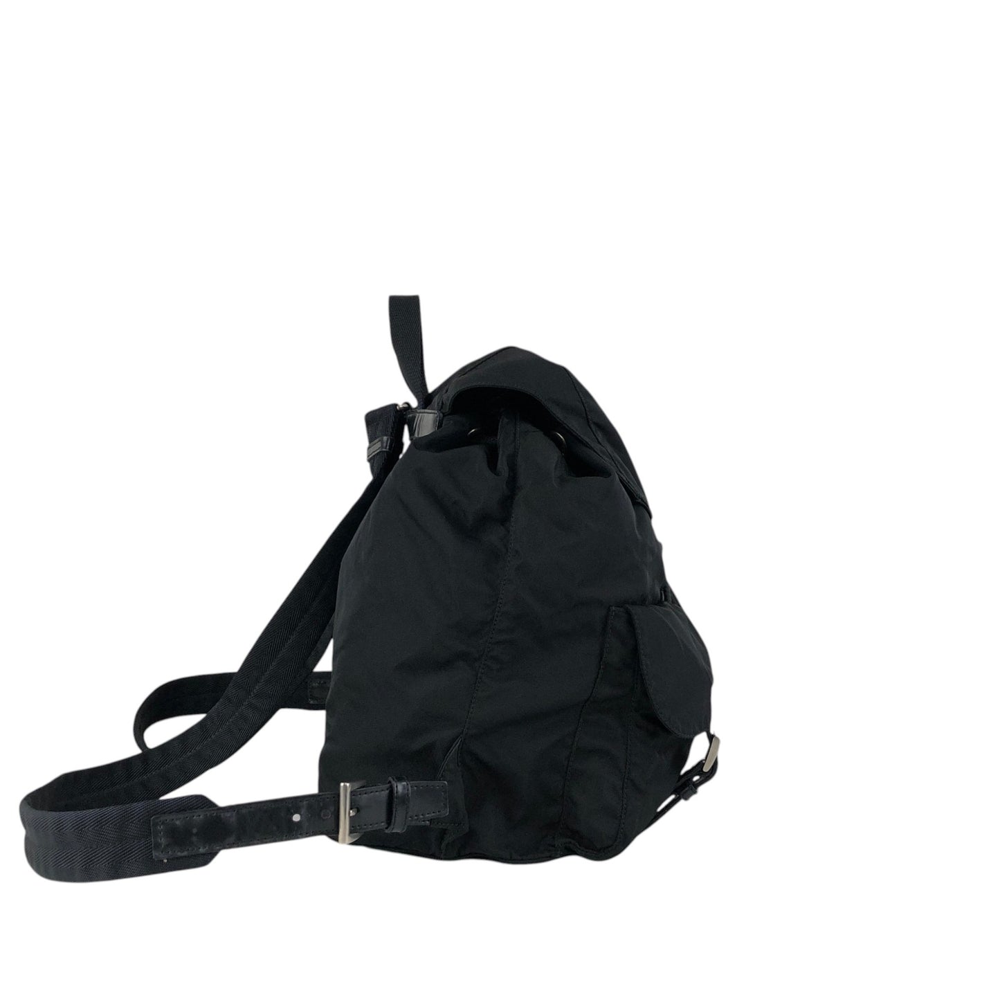 PRADA Tessuto Triangle Logo Double Pocket Backpack Black Vintage rr2dvd