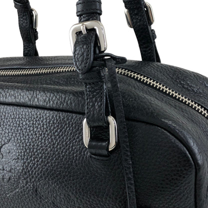 PRADA Logo Embossed Small Boston bag Handbag Black Vintage 2nb76v
