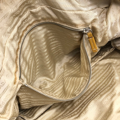 PRADALogo Embossed Small Boston bag Handbag Camel Vintage witjyy