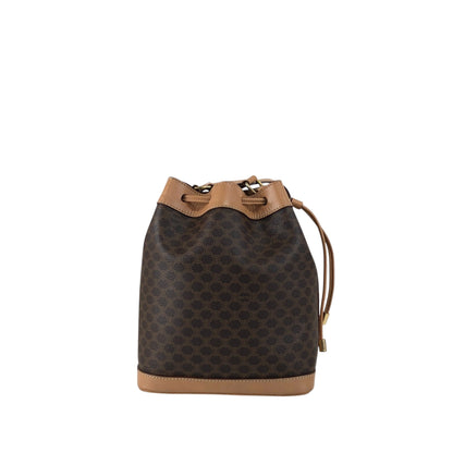 CELINE Macadam Blason Drawstring Shoulder bag Brown Vintage 3mevbd