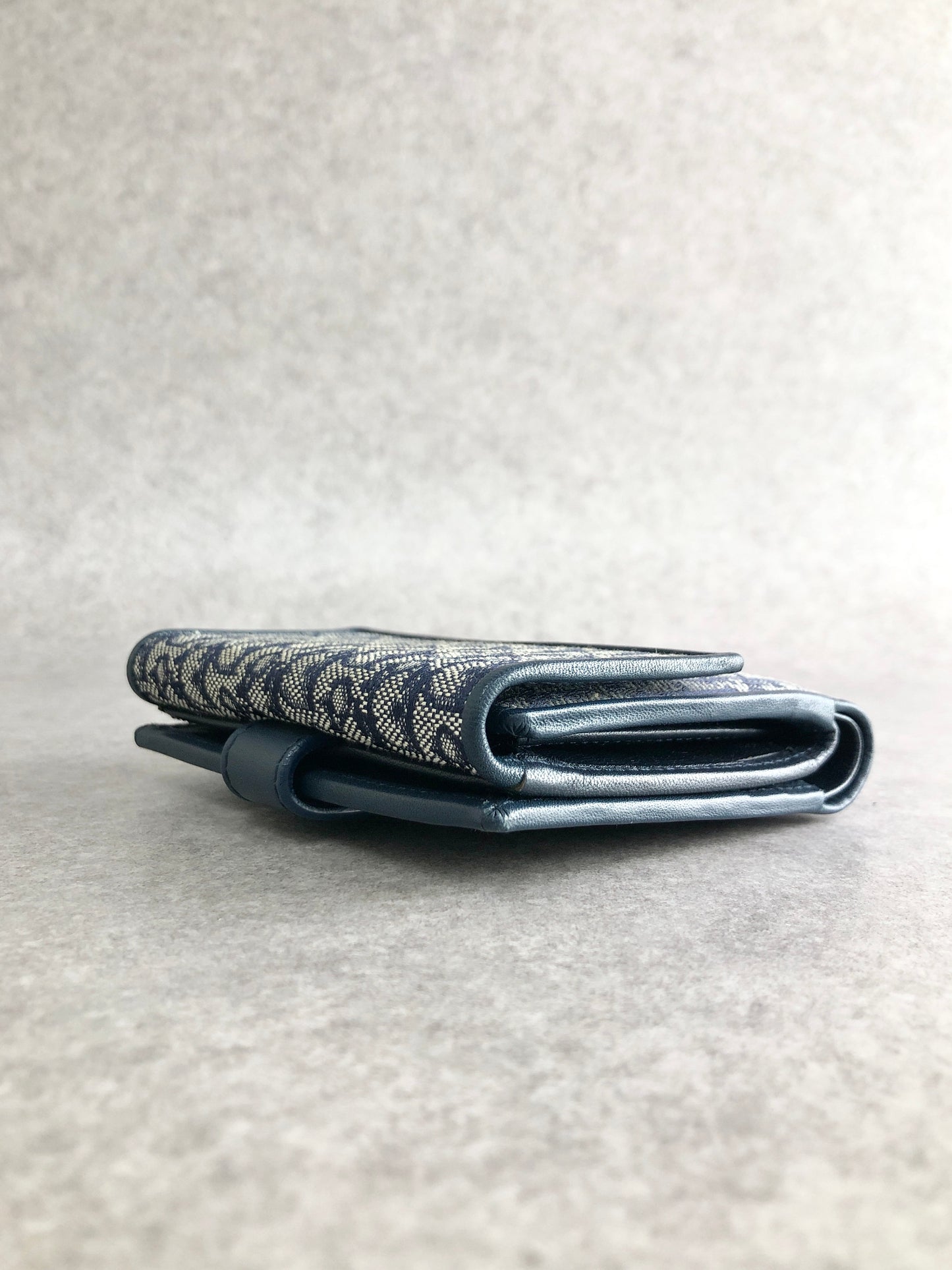 Christian Dior Logo Folded Wallet Navy Vintage cc3tdf