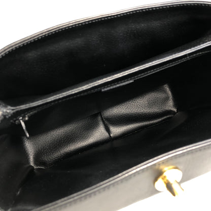 CELINE Turn Lock Handbag Black Vintage j4gitj