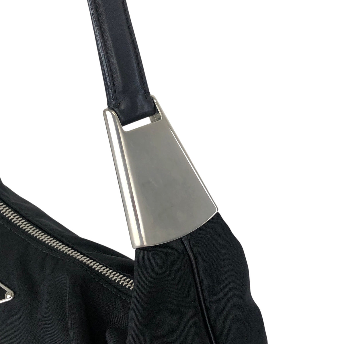 PRADA Tessuto Triangle Logo Shoulder bag Black Vintage 7c33nu