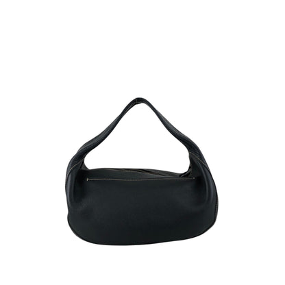 miu miu Logo Embossed Handbag Hobobag Black Vintage 438w43