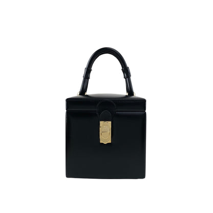 LOEWE Logo Front Lock Small Handbag Vanity bag Black Vintage ttbuhr