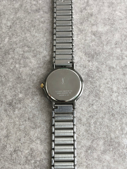 Yves Saint Laurent YSL Logo Quartz Watch Silver Vintage 72xpzf