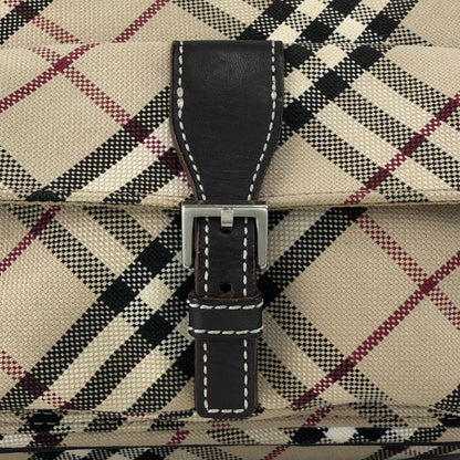 BURBERRY Check Front Buckle Shoulder bag Beige Vintage v45pfb