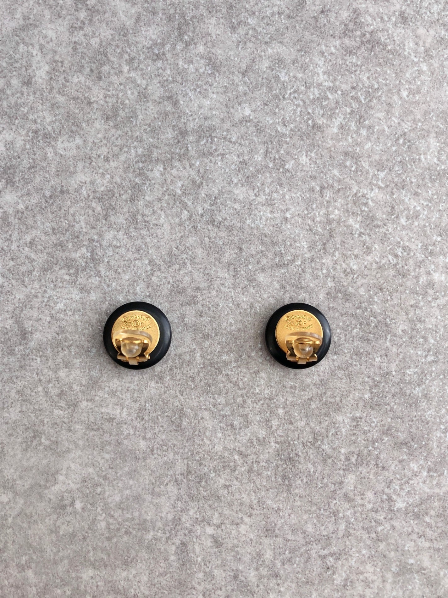 CHANEL Coco Mark Earrings Black Vintage gc3i2m