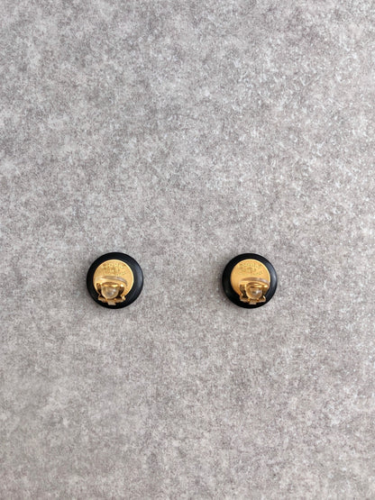 CHANEL Coco Mark Earrings Black Vintage gc3i2m