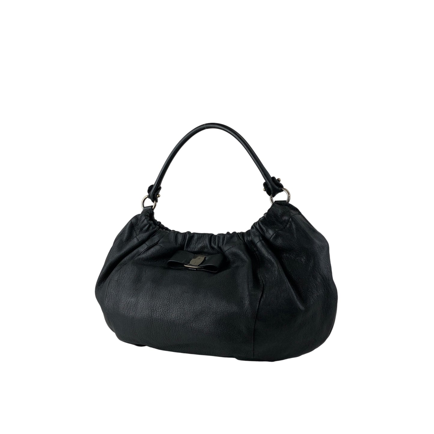 Salvatore Ferragamo Vala Ribbon Shoulder bag Hobobag Black Vintage bgm738