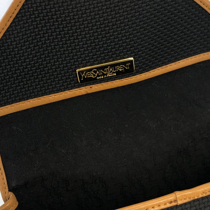 Yves Saint Laurent YSL Logo Nylon Leather Crossbody Shoulder bag Black Vintage n3ryut