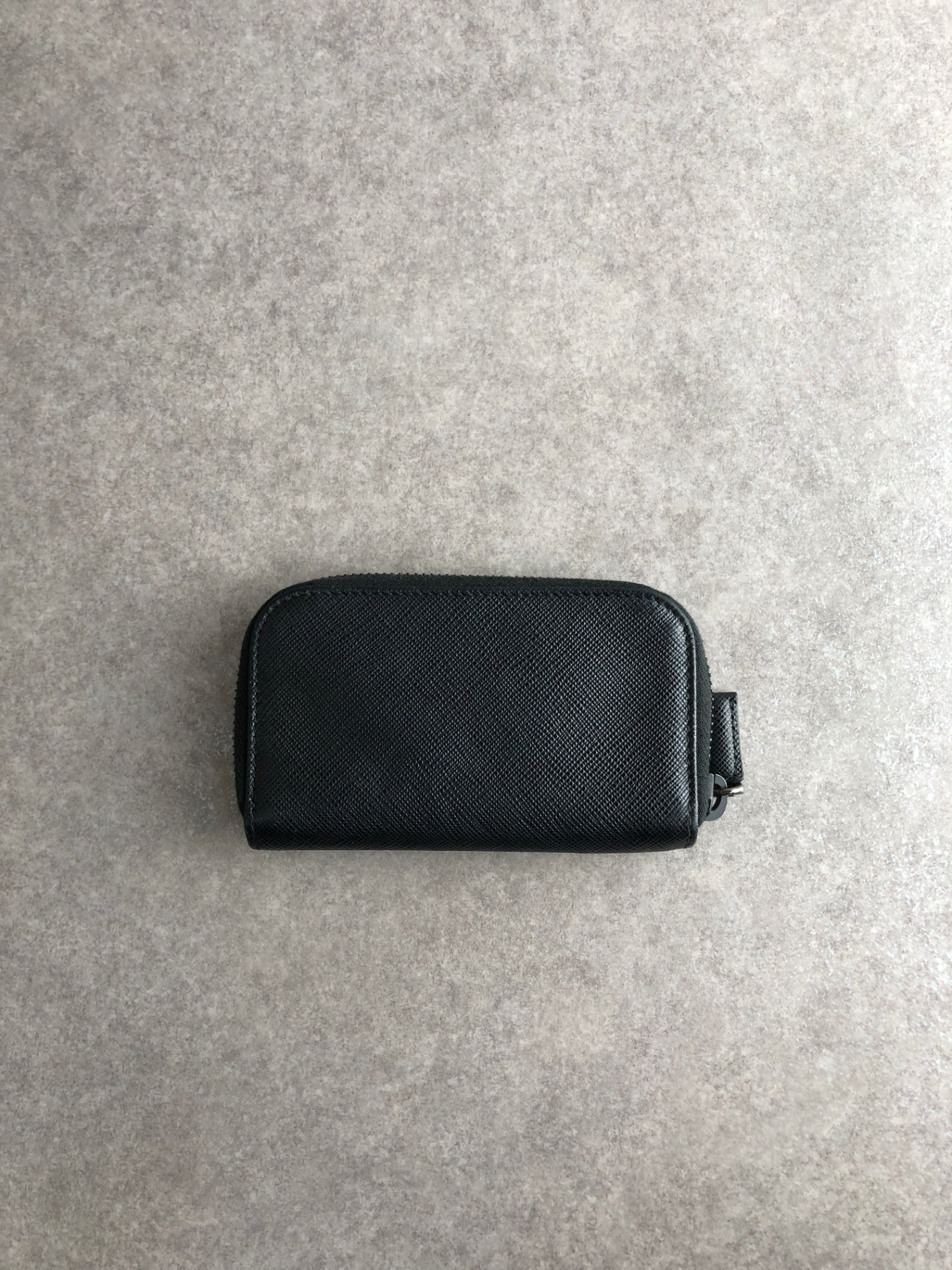 PRADA Logo Embossed Key Case Black Vintage f2x3fr