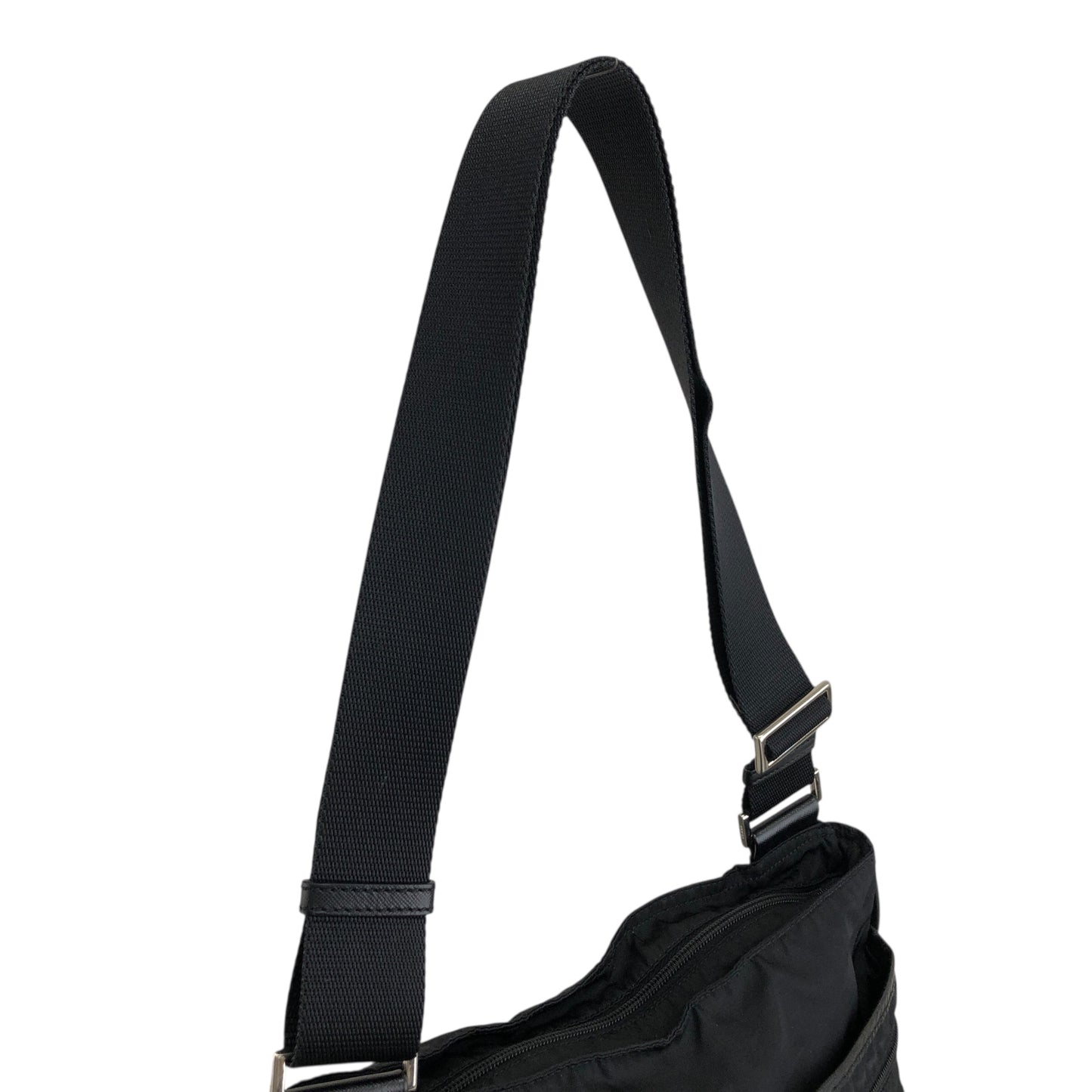 PRADA Tessuto Triangle logo Padlock Small Boston bag Handbag Black Vintage a5w87e