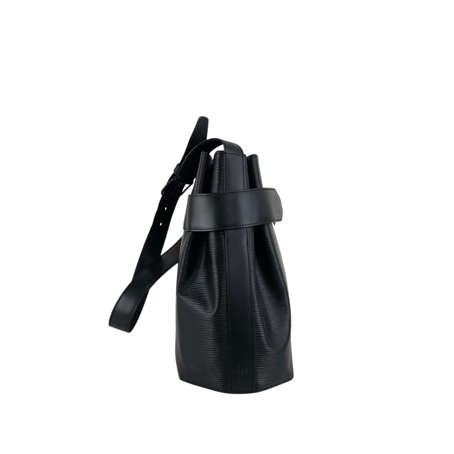 LOUIS VUITTON Epi Drawstring Shoulder bag Black Vintage 6ajzsh