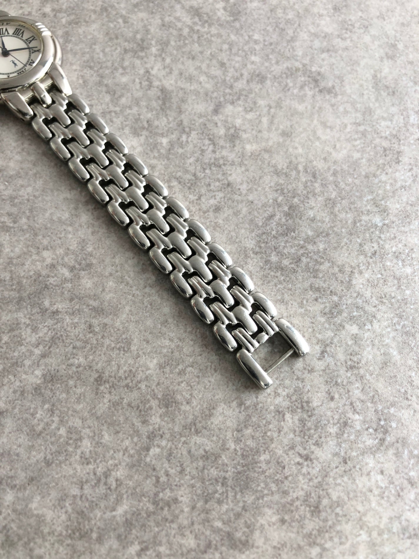 Yves Saint Laurent YSL Logo Watch Silver Vintage cibzk8