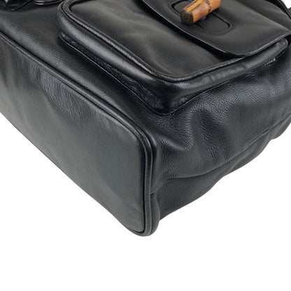 GUCCI Bamboo Double Pocket Backpack Black Vintage 5xx4xe