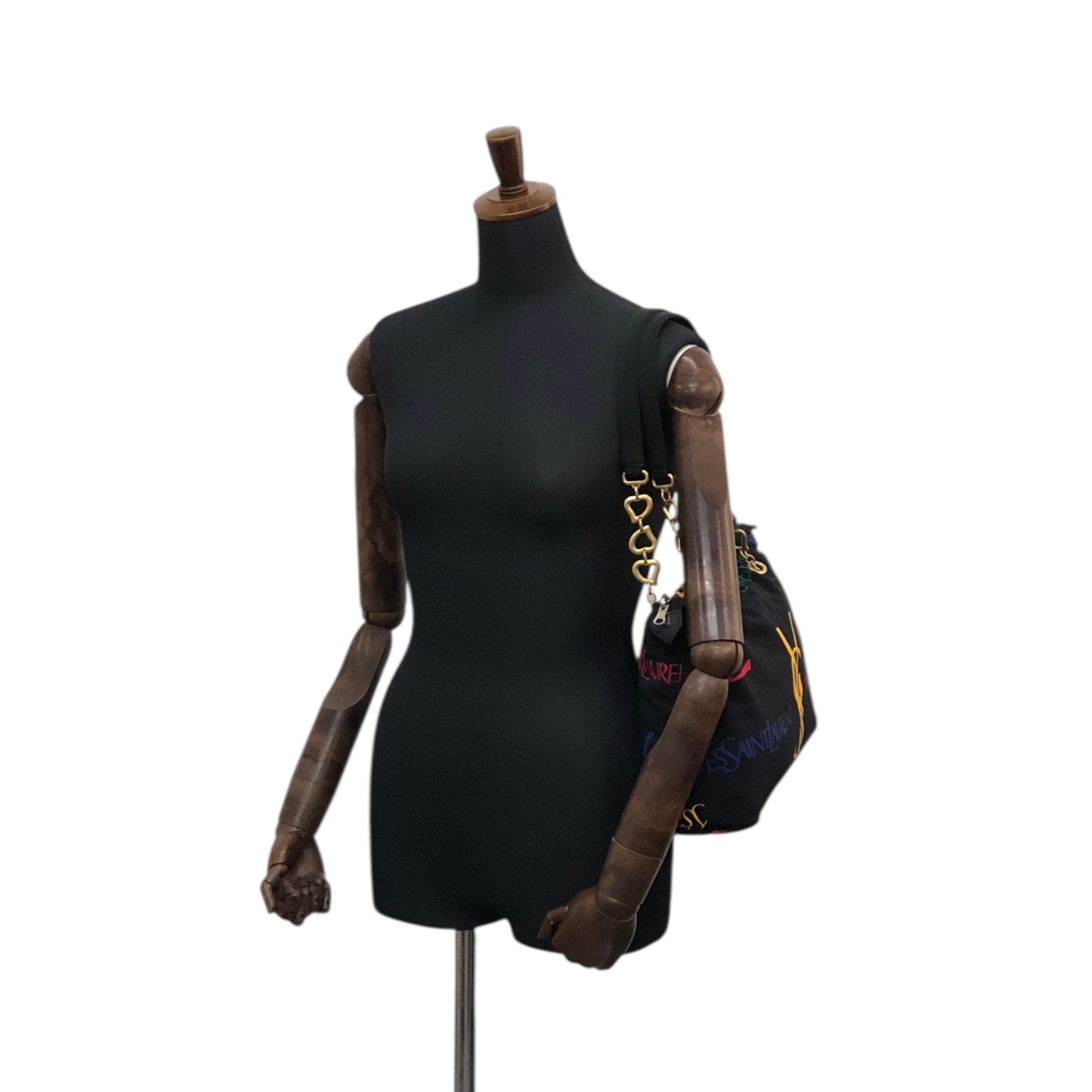 Yves Saint Laurent Logo Chain Totebag Black Vintage fniuvx