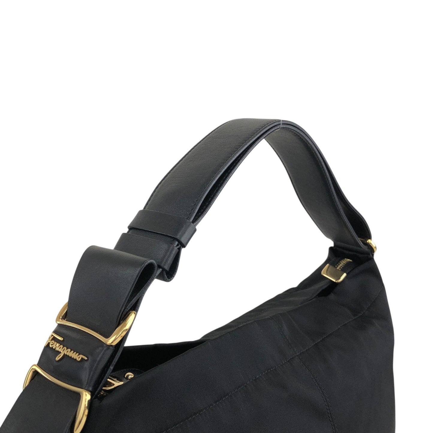 Salvatore Ferragamo Vala Ribbon Shoulder bag Hobobag Black Vintage ayh78w