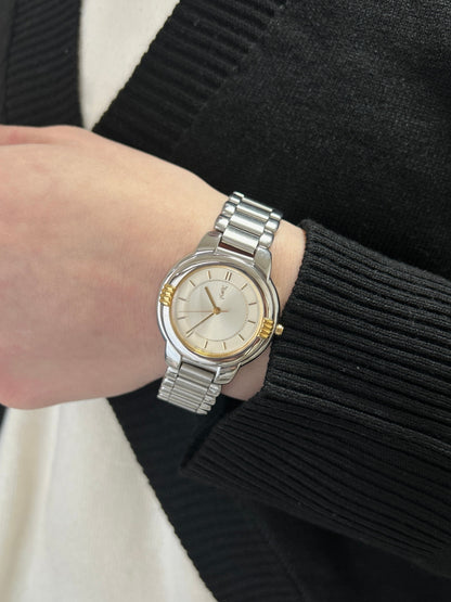 Yves Saint Laurent YSL Logo Quartz Watch Silver 6031-G11246 Vintage vcrgf8
