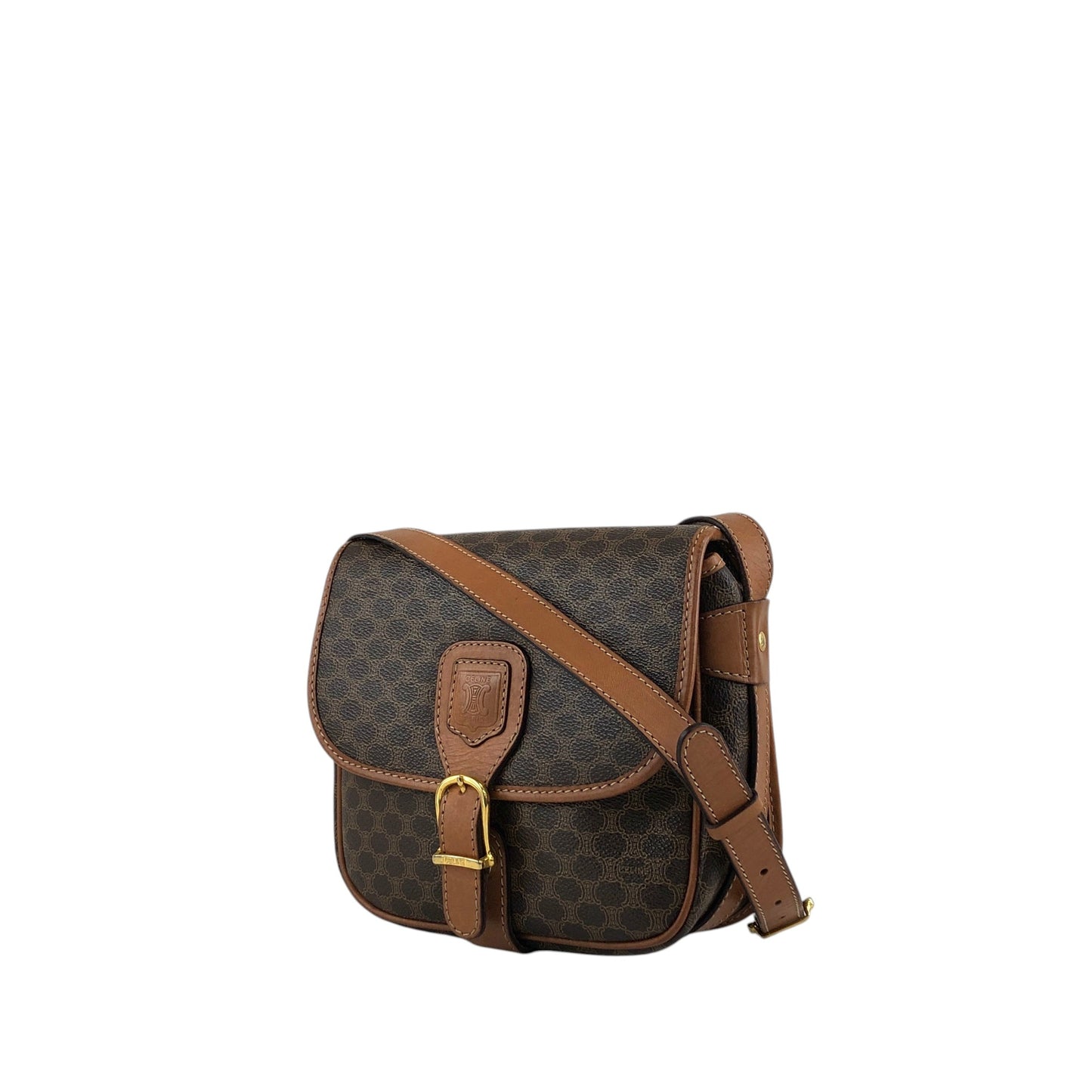 CELINE Macadam Blason Shoulder bag Brown Vintage uuvwb7