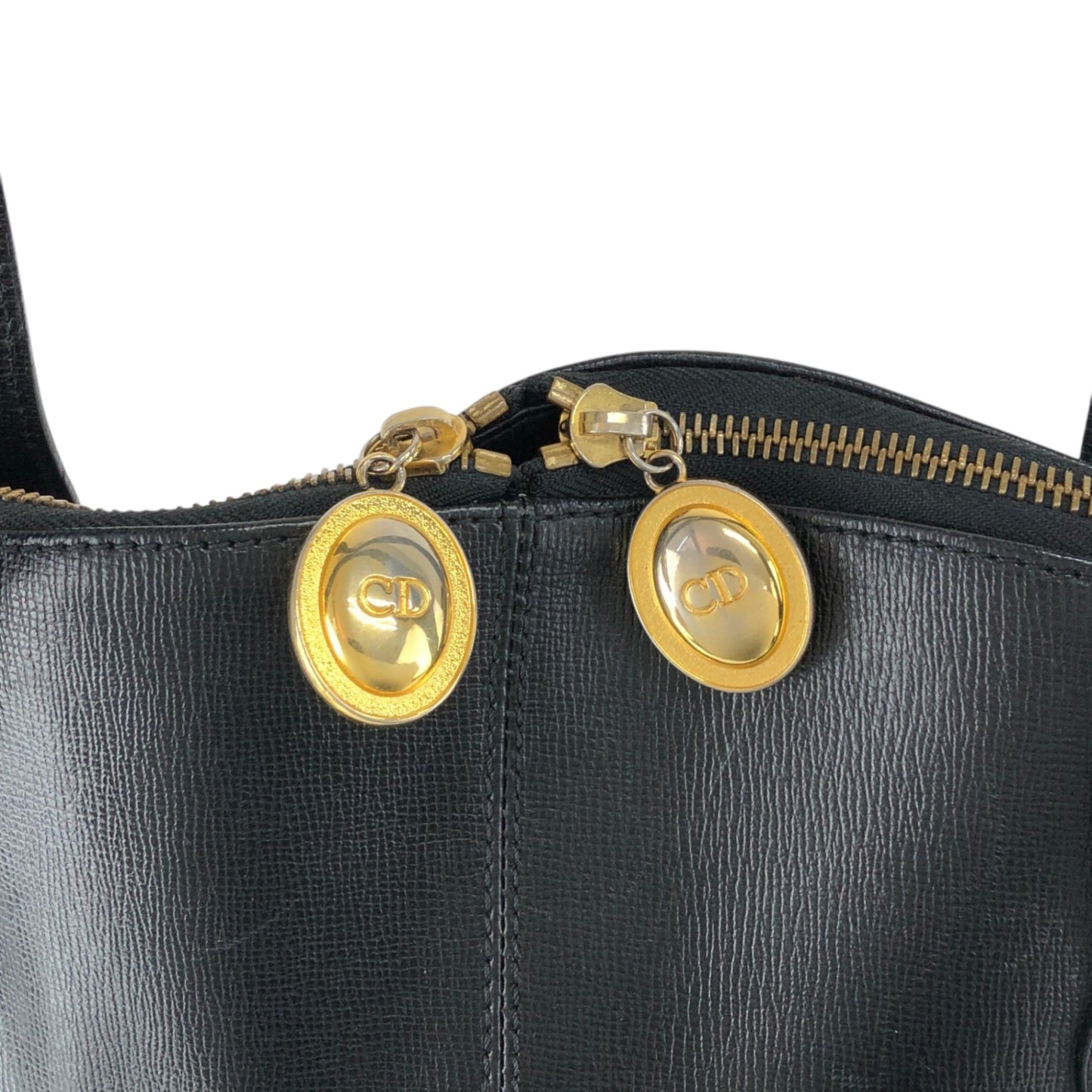 Christian Dior CD Logo Turn Lock Shoulder bag Black Vintage 7ng3ku