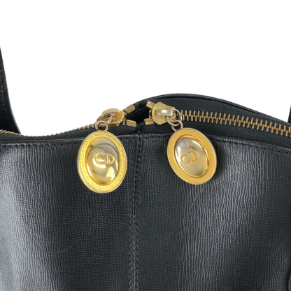 Christian Dior CD Logo Turn Lock Shoulder bag Black Vintage 7ng3ku