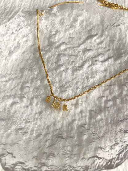 Christian Dior CD Logo Necklace Gold Vintage gex7us