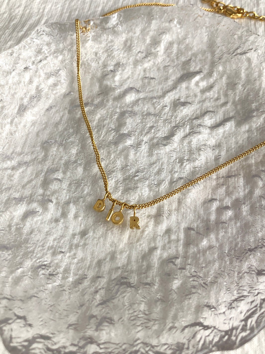 Christian Dior CD Logo Necklace Gold Vintage gex7us