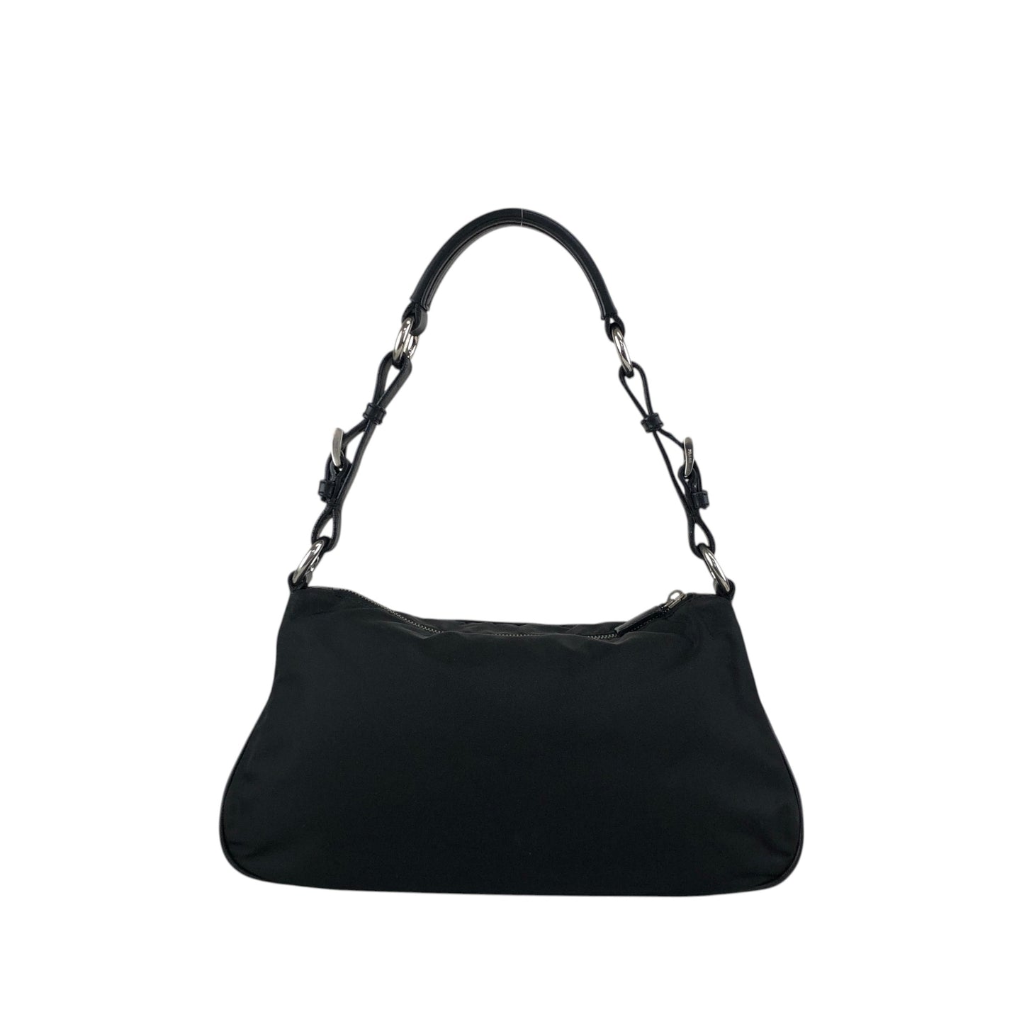 PRADA Tessuto Triangle Logo Shoulder bag Hobobag Black Vintage uxyr4i