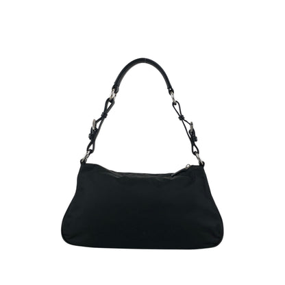 PRADA Tessuto Triangle Logo Shoulder bag Hobobag Black Vintage uxyr4i