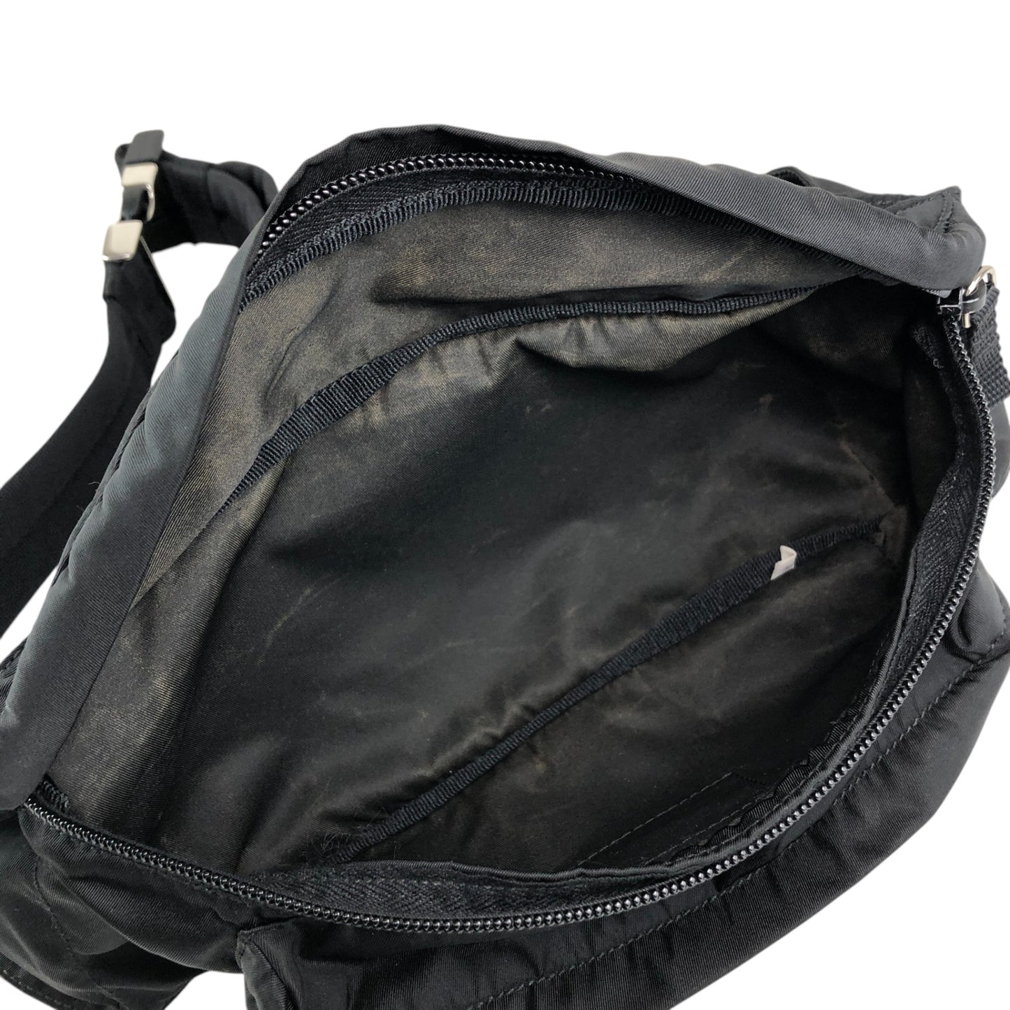 PRADA Tessuto Triangle Logo Sling bag Black Vintage hpnycc