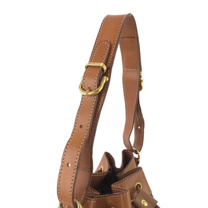 CELINE Macadam Blason  PVC Leather Drawstring Shoulder bag Brown Vintage 3z2thj