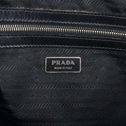 PRADA Tessuto Triangle Logo Small Boston bag Handbag Black Vintage vv4j5d