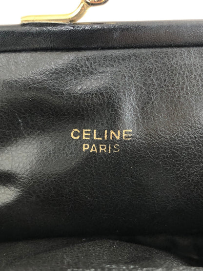CELINE Logo Metal Clasp Coin Purse Black Vintage z4abfu