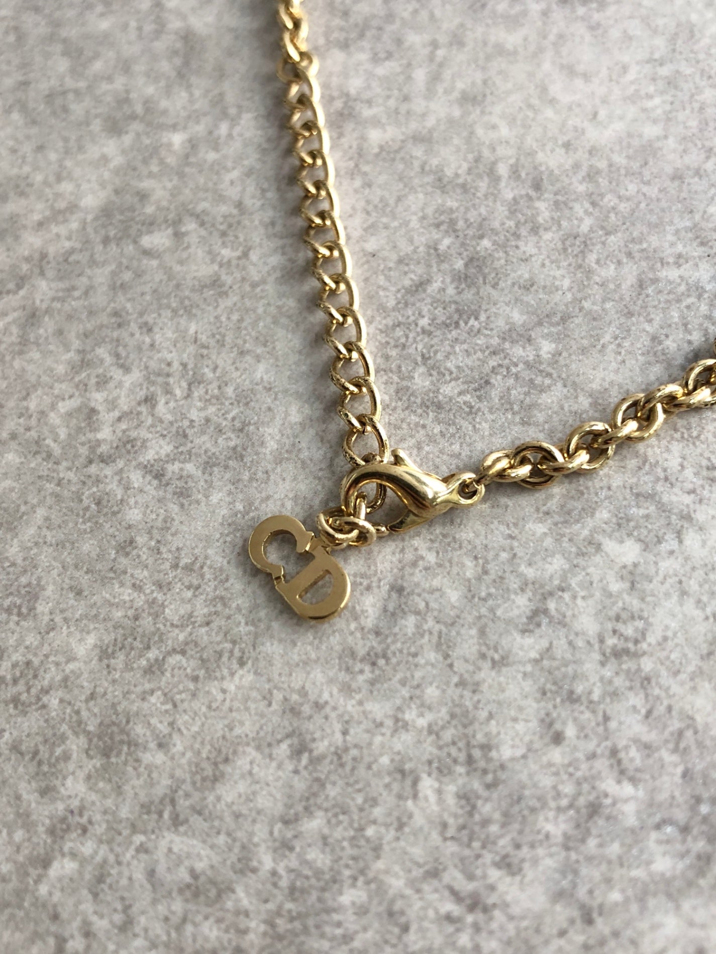 Christian Dior Logo Motif Necklace Gold Vintage z2uvgg