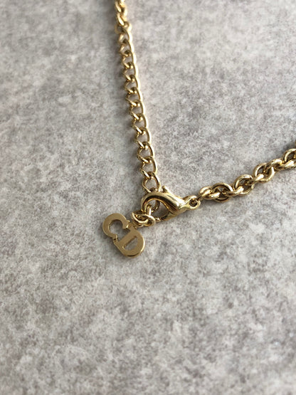 Christian Dior Logo Motif Necklace Gold Vintage z2uvgg