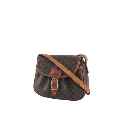 CELINE Macadam Blason Front Buckle Shoulder bag Brown Vintage iv3thu