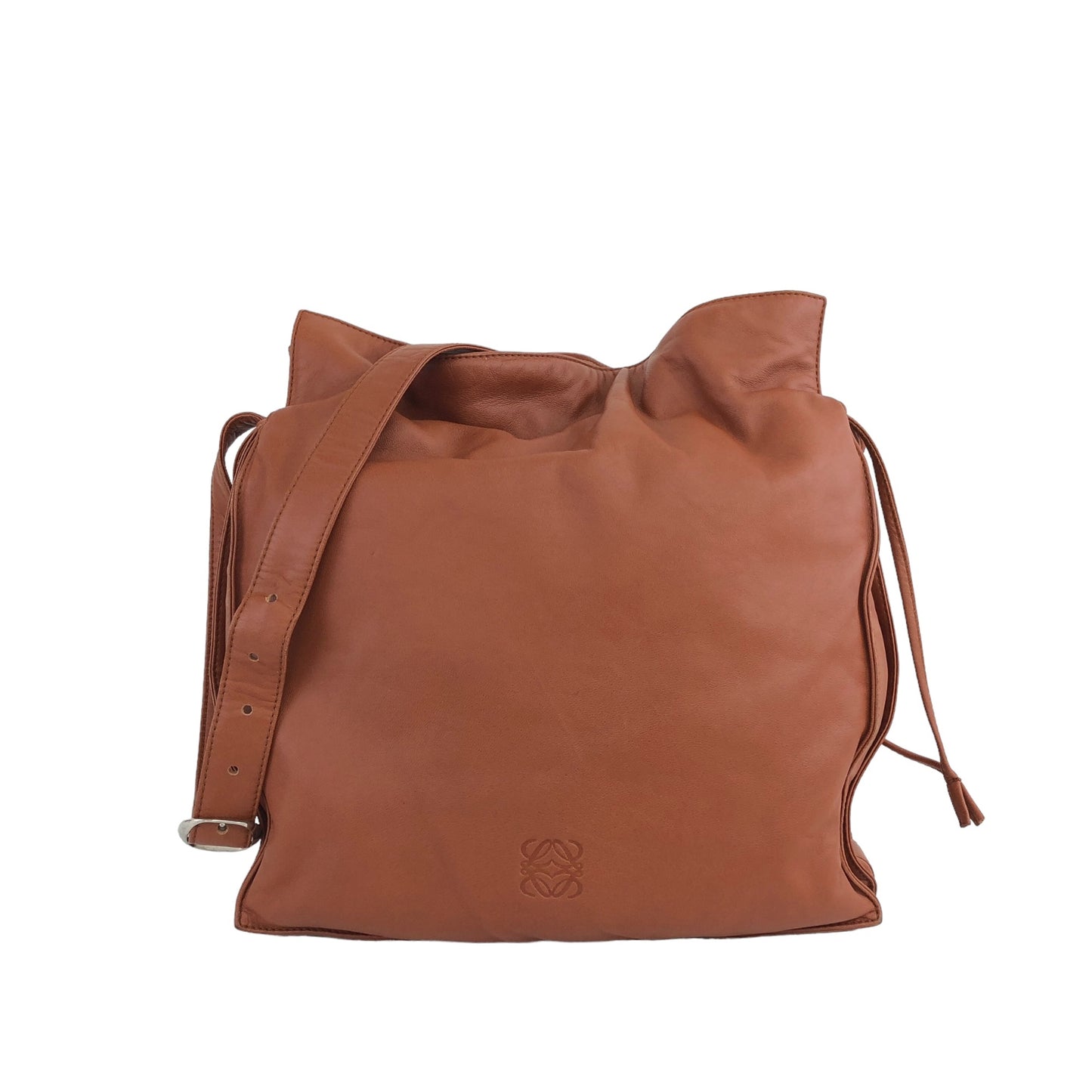 LOEWE Logo Leather Drawstring Shoulder bag Brown Vintage 7wfaw6