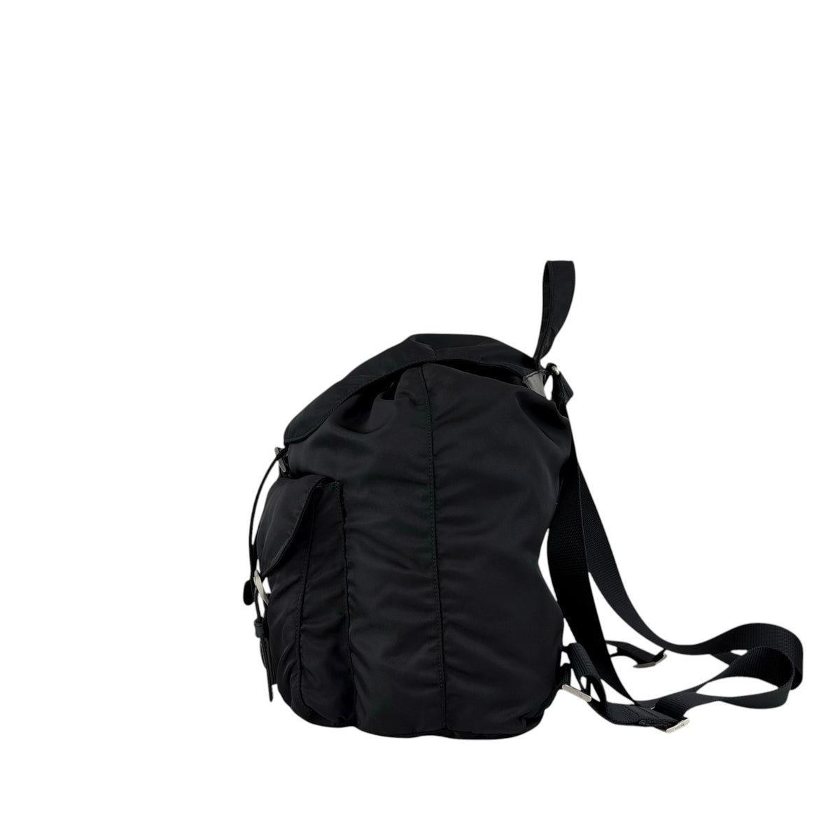 PRADA Tessuto Triangle Logo Double Pocket Backpack Black Vintage 8fef48