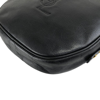 Yves Saint Laurent YSL Logo Stitch Shoulder bag Black Vintage n8ts56