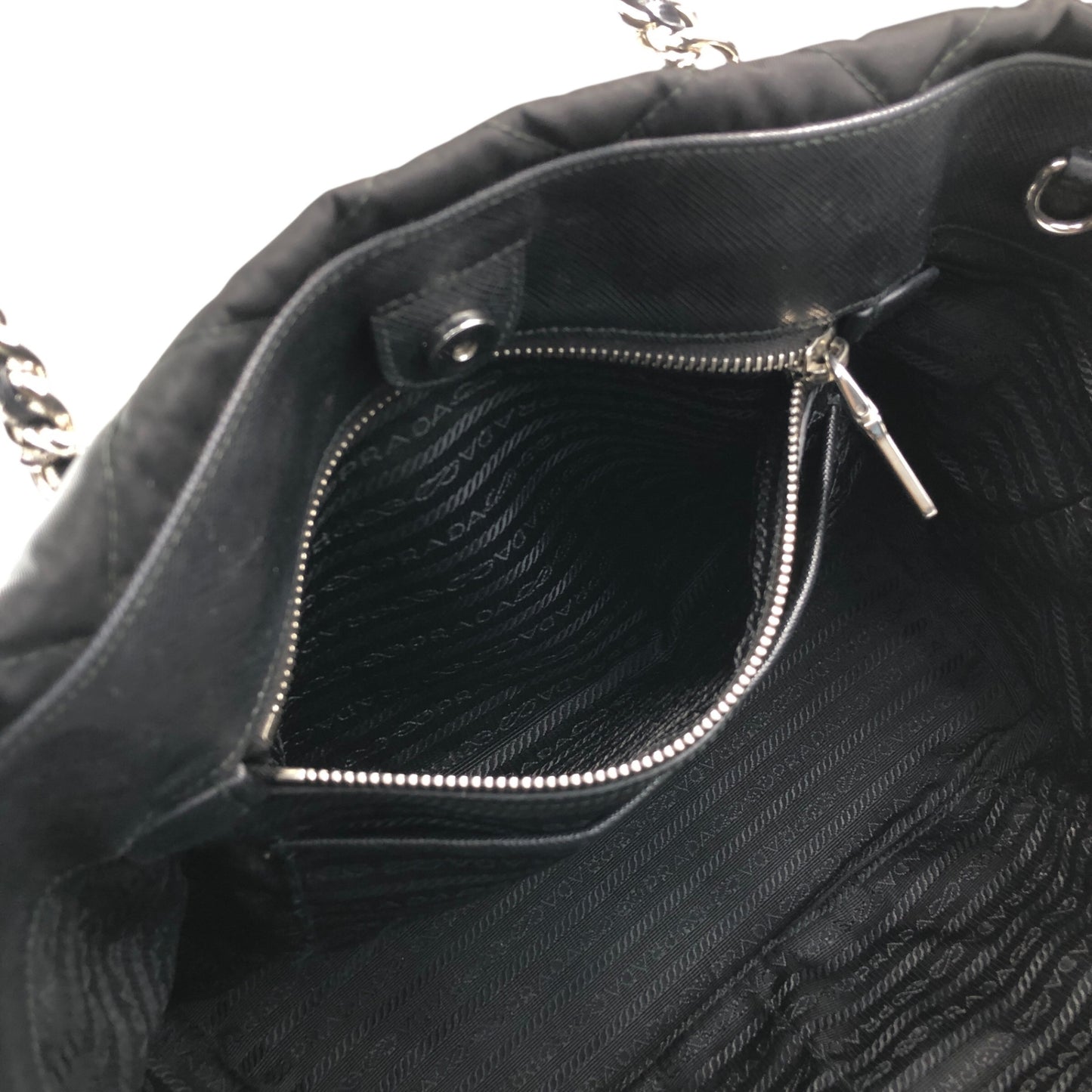 PRADA Triangle Logo Handbag Chain Shoulder bag Black 1BG740 Vintage vfbw8x