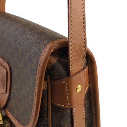 CELINE Macadam Blason Front Buckle Shoulder bag Brown Vintage z5ucpb