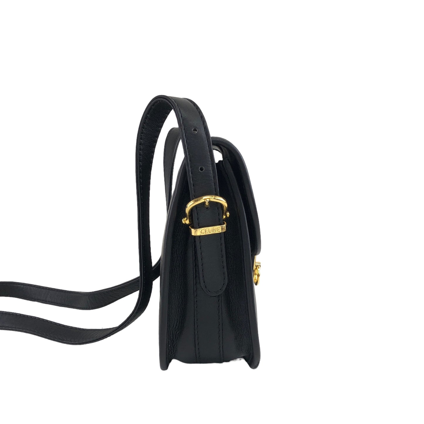 CELINE Leather Shoulder bag Black Vintage ztb325