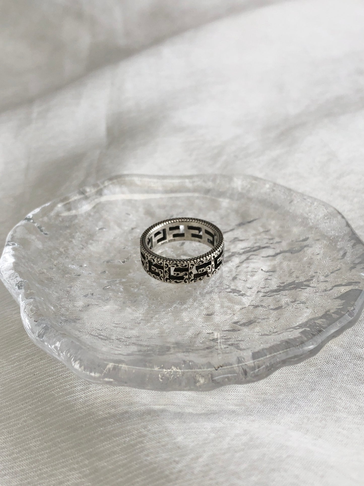 GUCCI Logo Motif  Ring Silver Vintage 63kd6k