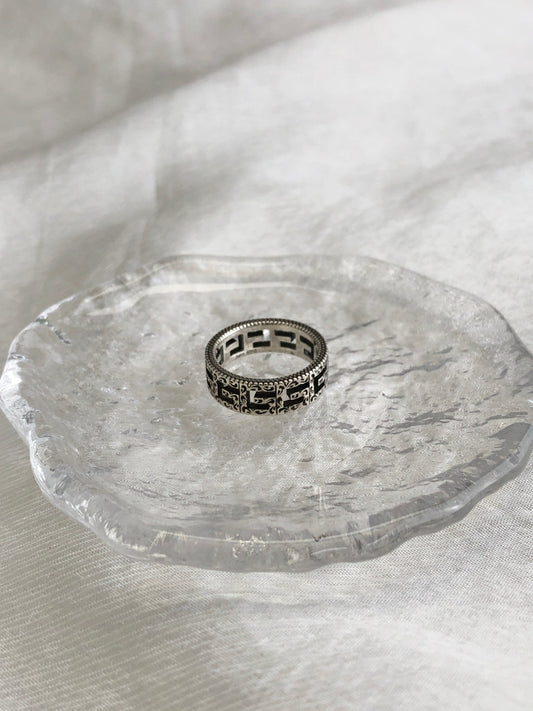 GUCCI Logo Motif  Ring Silver Vintage 63kd6k