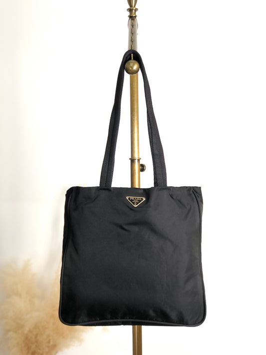 PRADA Tessuto Triangle Logo Totebag Black Vintage 4ica5v