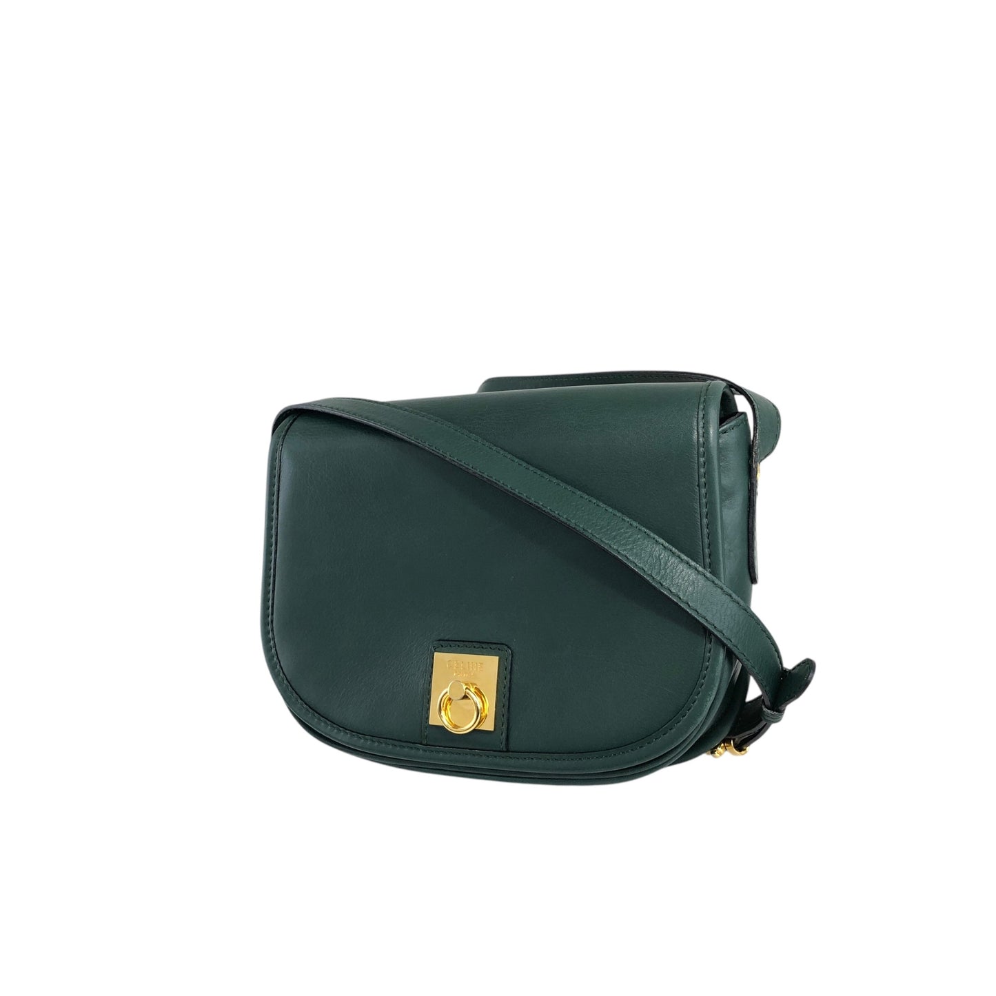 CELINE Gancini Shoulder bag Green Vintage 5xwwza