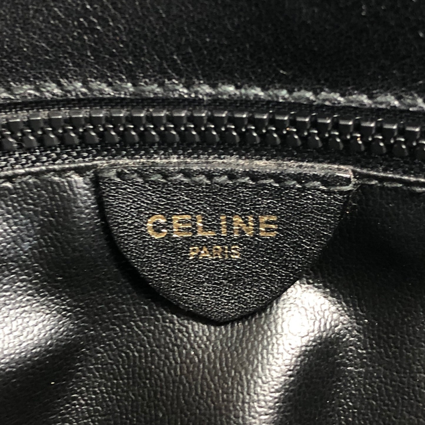 CELINE Triomphe Stitch Chain Shoulder bag Black Vintage 8u4mtc